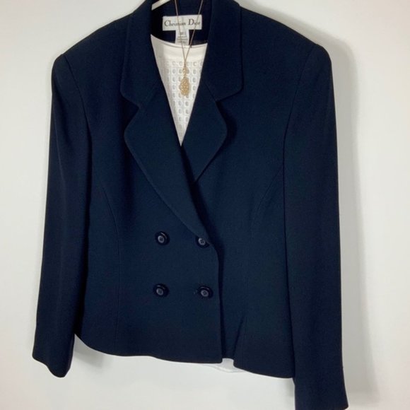CHRISTIAN DIOR vintage navy blazer / jacket SZ 12 - Picture 6 of 8